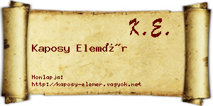 Kaposy Elemér névjegykártya